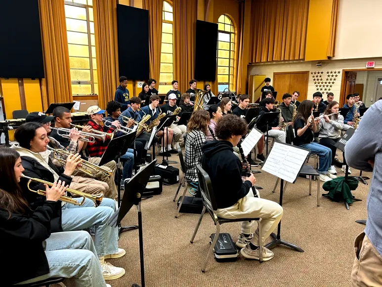 Weston High School band performing on a trip in Nashville